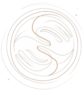 Abstraktes Sostera Logo in weiß und orange