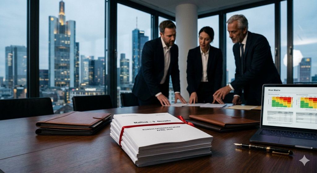 Geschäftsleute studieren Papiere in Bürö