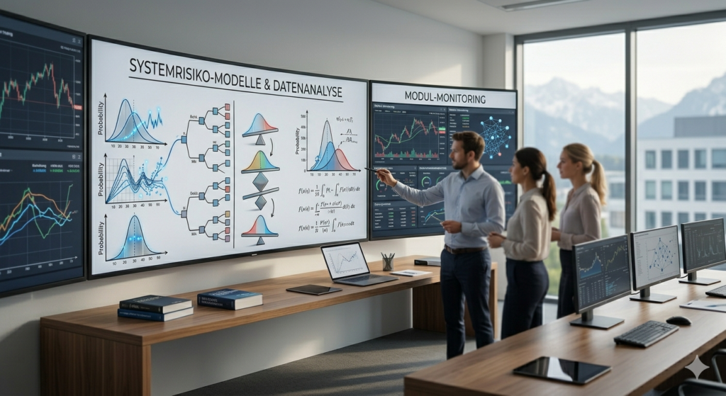 Menschen vor großem Bildschirm mit Ratingentwicklung