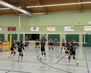Volleyballspiel in Sporthalle