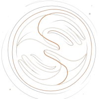 Abstraktes Sostera Logo in weiß und orange